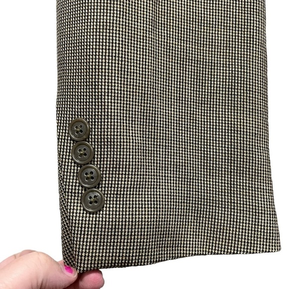 Linea Uomo 3XL Men’s 46 Long Brown Checkered Sport Jacket Blazer Wool FLAW P2 - Picture 3 of 9